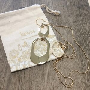 CLEARANCE Kevia Gold Geo Art Deco Long Gold Necklace
